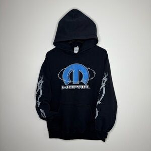 Vintage 00s Mopar Hoodie Black Graphic Logo Size M